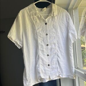 Hot Cotton Women's White Button-Down Linen Shirt